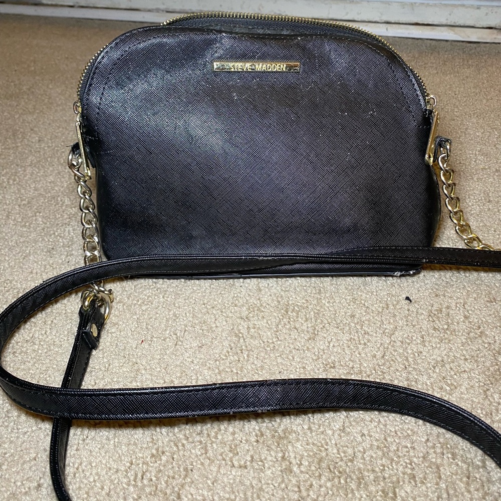 Steve Madden Black Crossbody Bag with Gold Accents